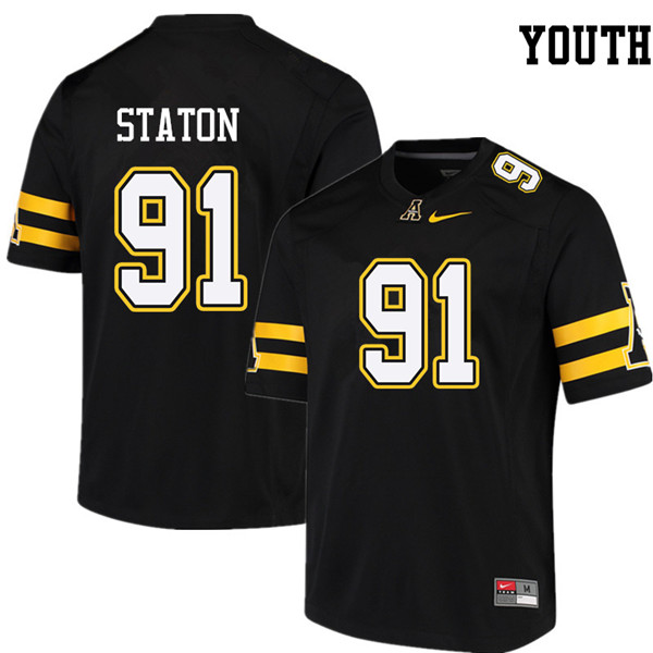 Youth #91 Chandler Staton Appalachian State Mountaineers College Football Jerseys Sale-Black